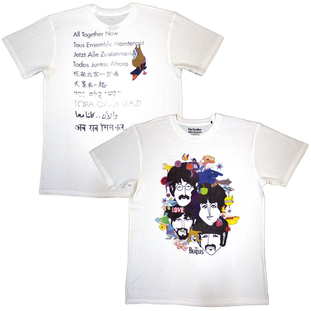 THE BEATLES ビートルズ (結成 65周年 ) - Yellow Submarine Heads Collage / バックプリントあり / Tシャツ / メンズ - PGS